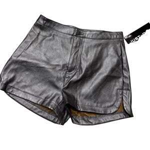 New! Faux leather dark silver shorts new with tags